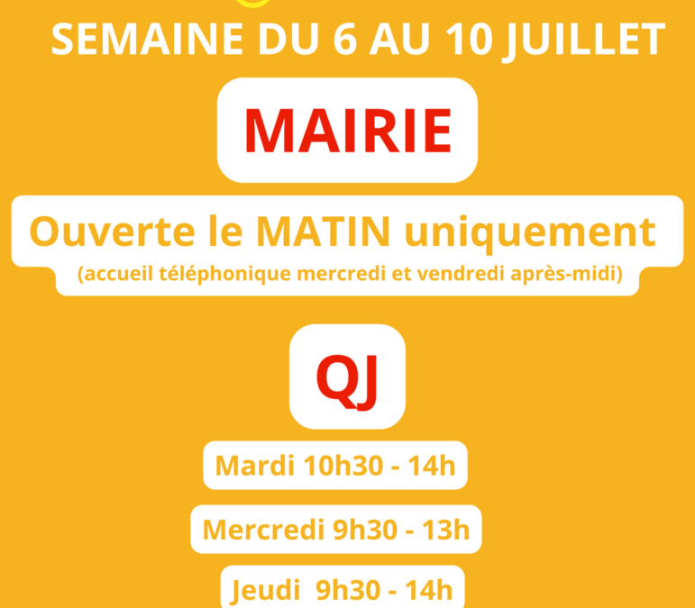 Fortes chaleurs – Semaine du 6 au 10 juillet